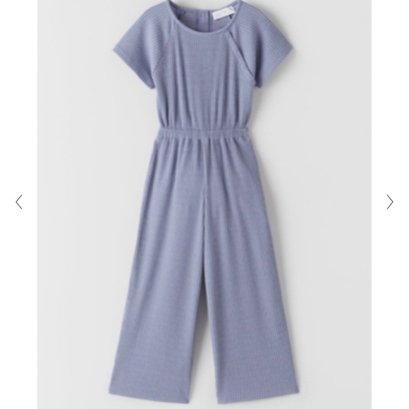 ZARA KIDS Blue Ribbed Short Sleeve Jumpsuit, Size 10 - Picture 1 of 8